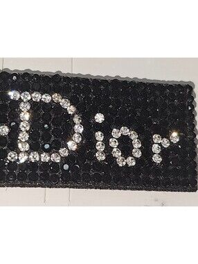Bling Rhinestone Crystal DIOR DIOR Word Hair Clip Black Silver Barrette Novelty